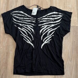 H&M Black Top with Silver Sequin Design